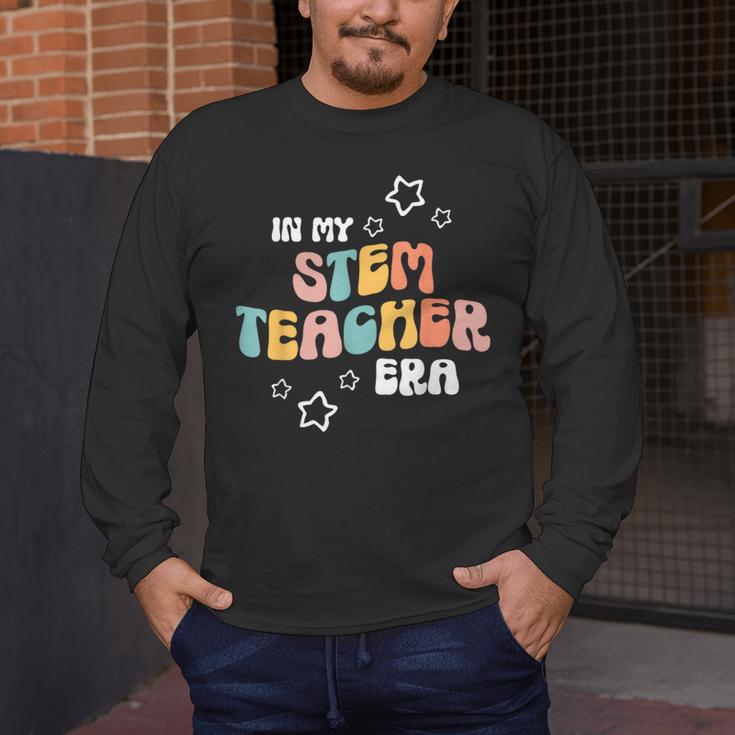 Retro Boho Math Science Professor In My STEM Teacher Era Men's Long Sleeve T-Shirt, funny design