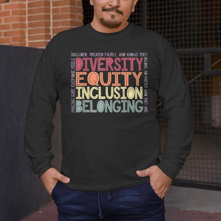 Retro Diversity Equity Inclusion Belonging DEIB Teacher Men's Long Sleeve T-Shirt, funny design Retro Diversity Equity Inclusion Belonging DEIB Teacher Men's Long Sleeve T-Shirt, funny design