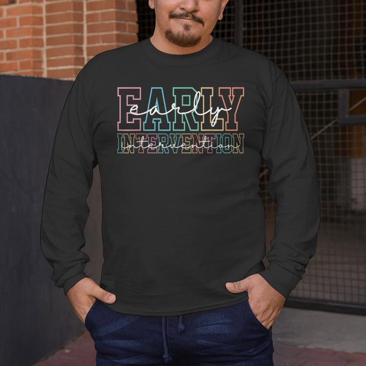 Retro Early Intervention Teacher Intervention Specialist Men's Long Sleeve T-Shirt, funny design Retro Early Intervention Teacher Intervention Specialist Men's Long Sleeve T-Shirt, funny design