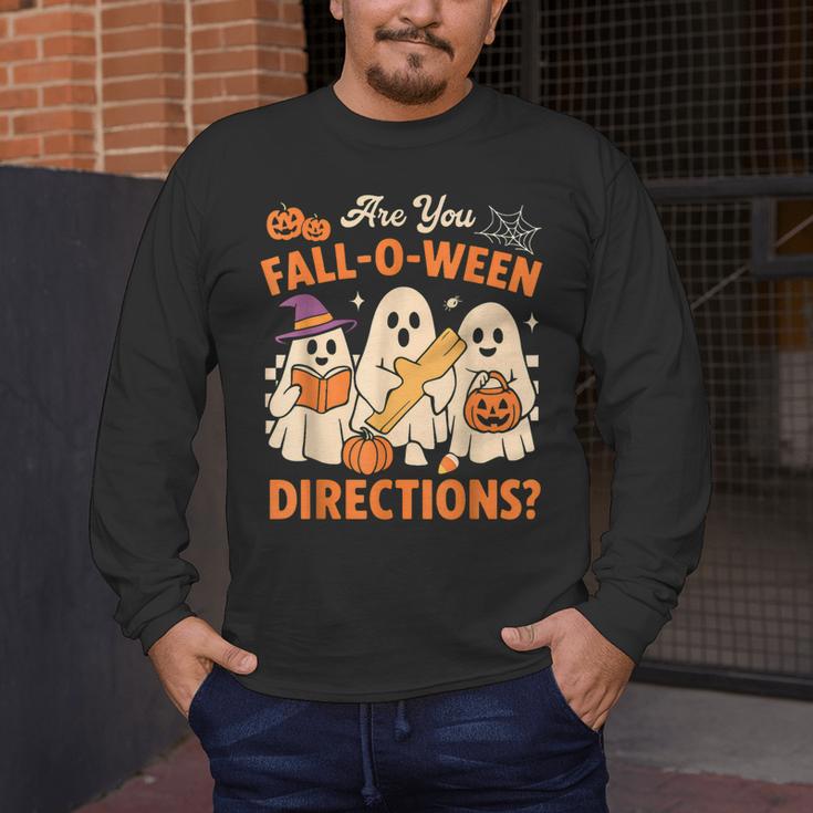 Retro Are You Fall O Ween Directions Ghost Teacher Spooky Men's Long Sleeve T-Shirt, funny design Retro Are You Fall O Ween Directions Ghost Teacher Spooky Men's Long Sleeve T-Shirt, funny design