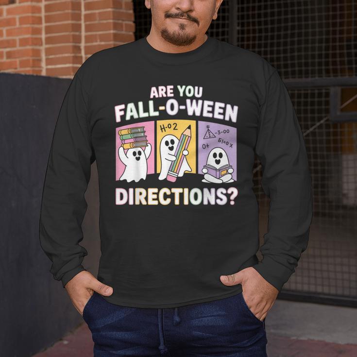 Retro Are You Fall O Ween Directions Teacher Halloween Ghost Men's Long Sleeve T-Shirt, funny design