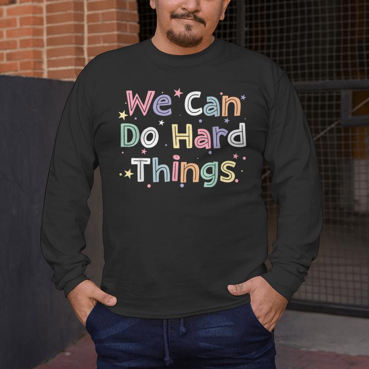 Retro We Can Do Hard-Things Teacher Back To School Men's Long Sleeve T-Shirt, funny design