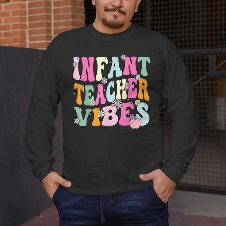Retro Infant Teacher Vibes Women Daycare Teacher Men's Long Sleeve T-Shirt, funny design