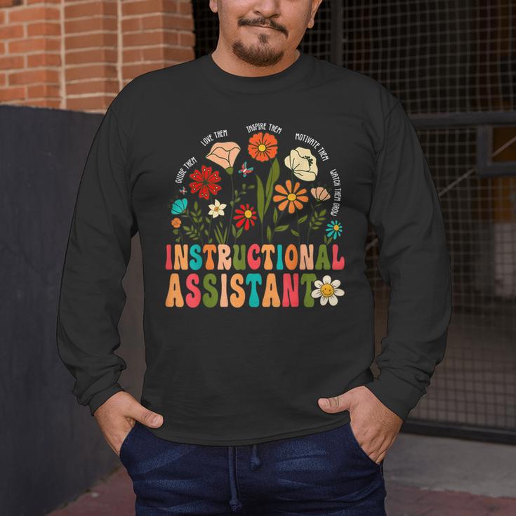 Retro Instructional Assistant Wildflowers Teacher Aide Men's Long Sleeve T-Shirt, funny design Retro Instructional Assistant Wildflowers Teacher Aide Men's Long Sleeve T-Shirt, funny design