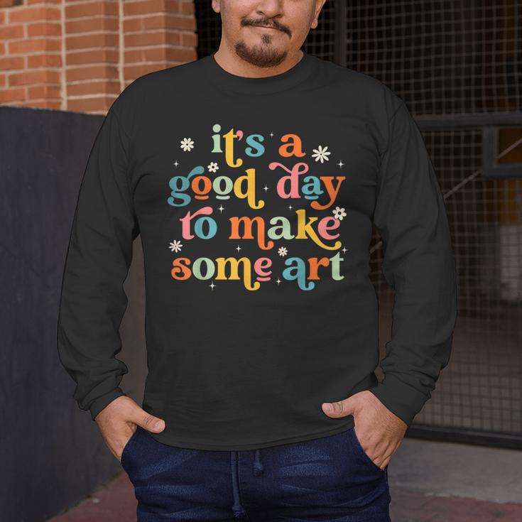 Retro It's a Good Day To Make Some Art Teacher Student Men's Long Sleeve T-Shirt, funny design Retro It's a Good Day To Make Some Art Teacher Student Men's Long Sleeve T-Shirt, funny design