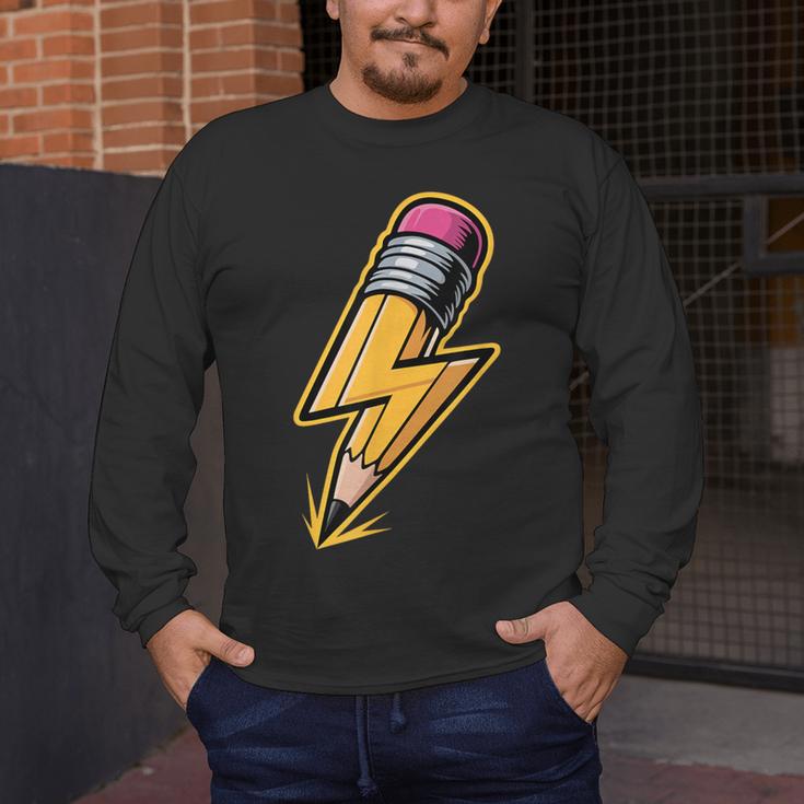 Retro Pencil Pencil Back To School Teacher Student Men's Long Sleeve T-Shirt, funny design Retro Pencil Pencil Back To School Teacher Student Men's Long Sleeve T-Shirt, funny design