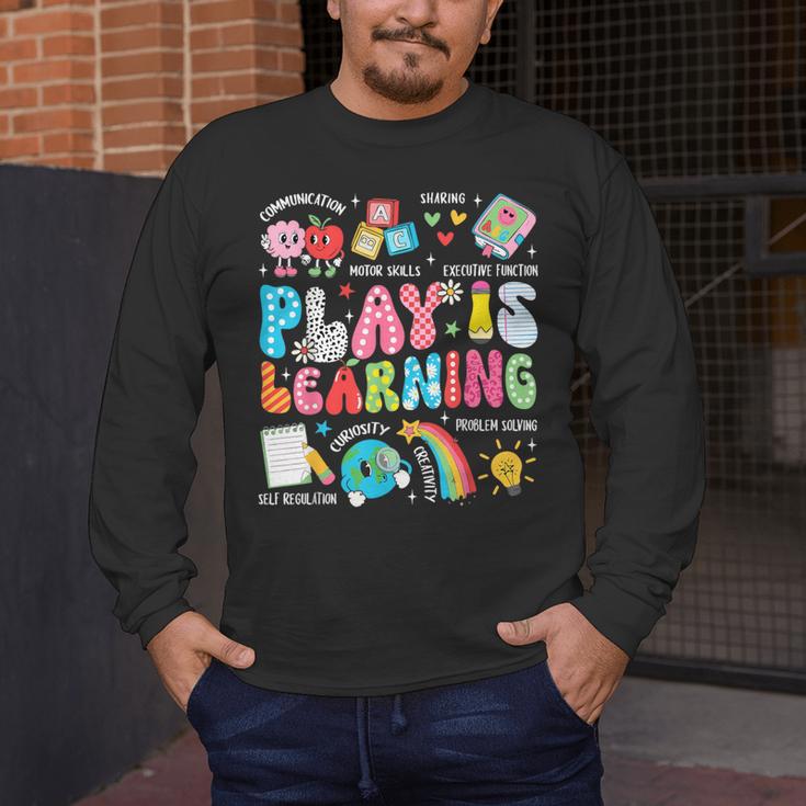 Retro Play Is Learning Kindergarten Teacher Team Women Men's Long Sleeve T-Shirt, funny design Retro Play Is Learning Kindergarten Teacher Team Women Men's Long Sleeve T-Shirt, funny design