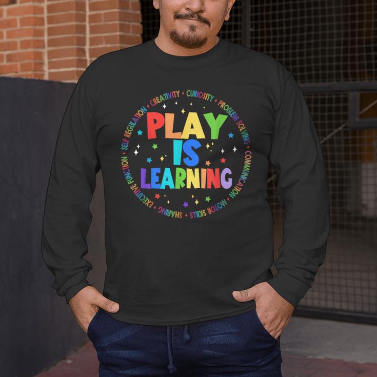 Retro Play Is Learning Teacher Back To School Men's Long Sleeve T-Shirt, funny design Retro Play Is Learning Teacher Back To School Men's Long Sleeve T-Shirt, funny design