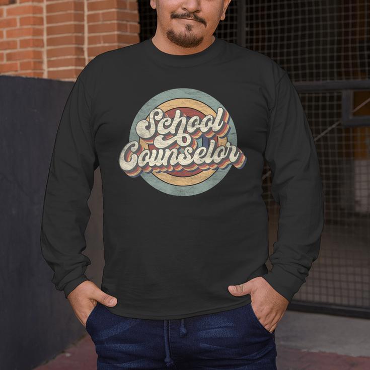 Retro School Counselor Back To School Teacher Squad Crew Men's Long Sleeve T-Shirt, funny design