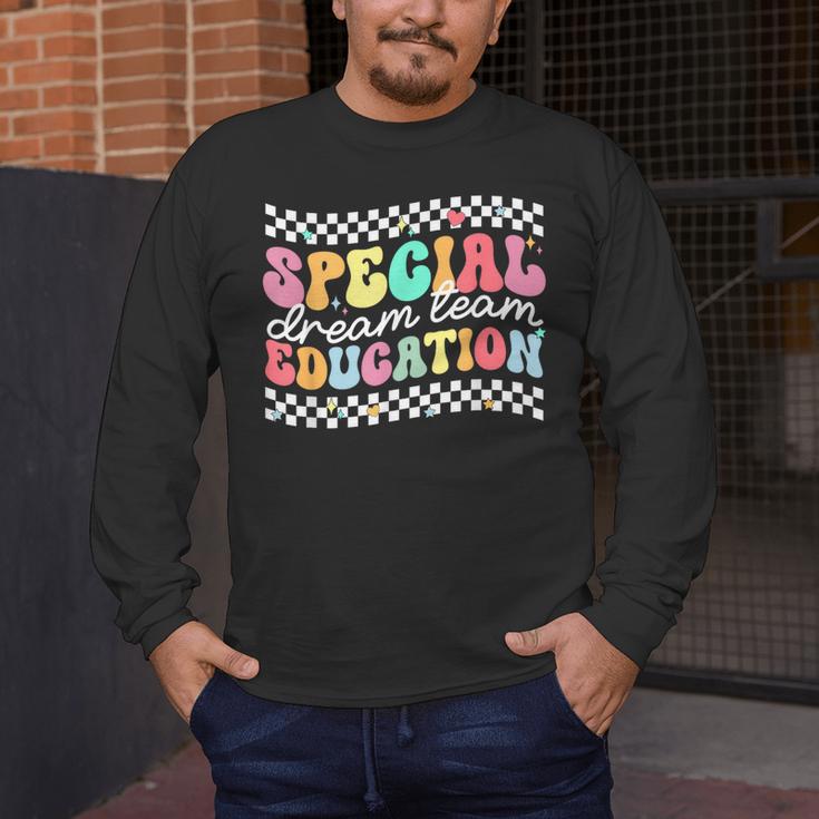 Retro Special Education Squad Groovy Dream Team SPED Teacher Men's Long Sleeve T-Shirt, funny design