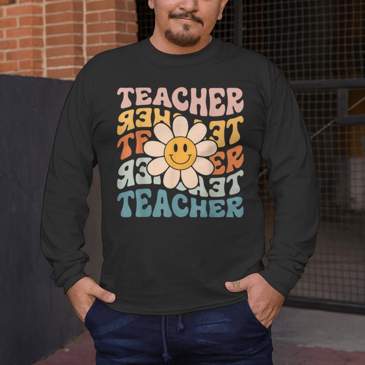 Retro Teacher Daisy Colorful Elementary School Teacher Men's Long Sleeve T-Shirt, funny design Retro Teacher Daisy Colorful Elementary School Teacher Men's Long Sleeve T-Shirt, funny design