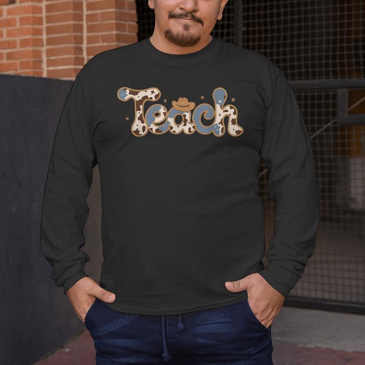 Retro Teacher Western Country Cowboy Cowgirl Back To School Men's Long Sleeve T-Shirt, funny design Retro Teacher Western Country Cowboy Cowgirl Back To School Men's Long Sleeve T-Shirt, funny design