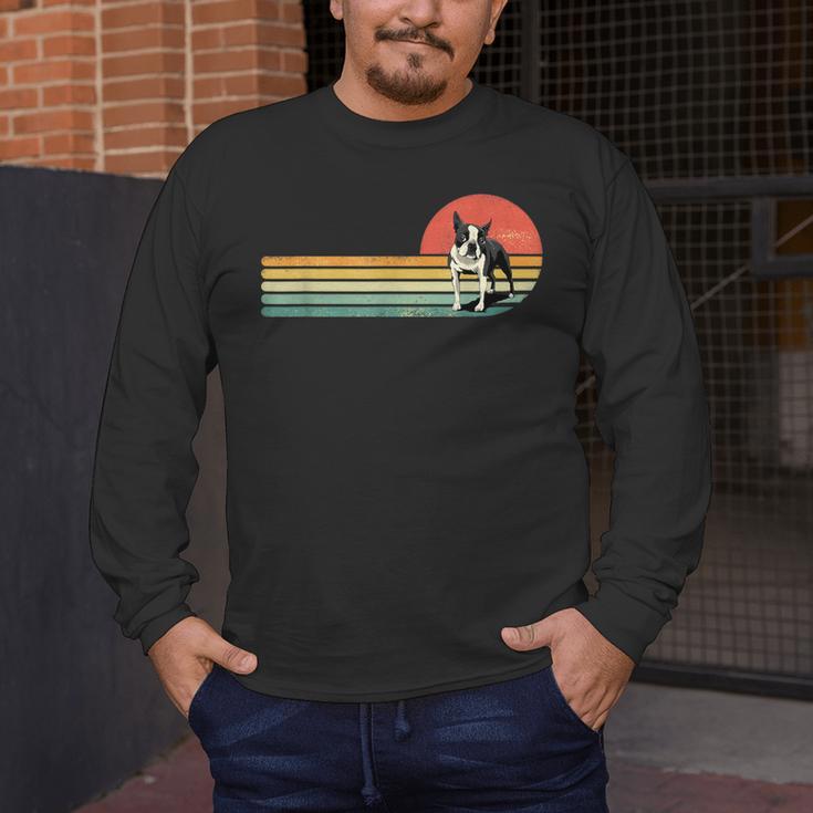 Retro Vintage Boston Terrier Dog Lover Boston Terrier Mom Men's Long Sleeve T-Shirt, funny design
