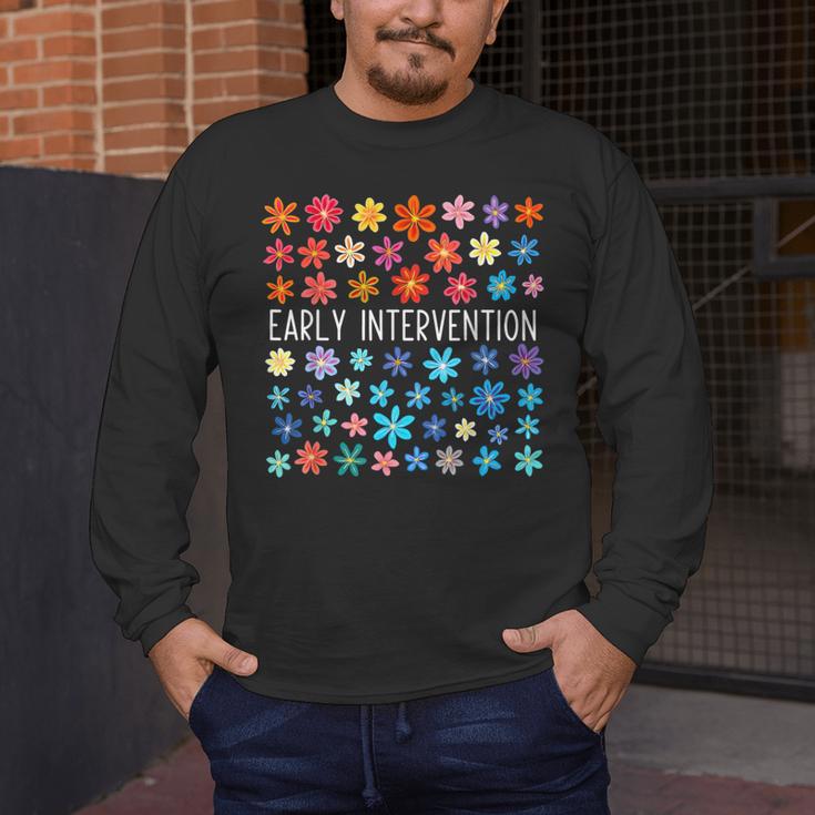 Retro Wildflower Early Intervention Teacher Interventionist Men's Long Sleeve T-Shirt, funny design Retro Wildflower Early Intervention Teacher Interventionist Men's Long Sleeve T-Shirt, funny design