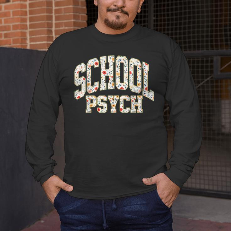 Retro Wildflower School Psych Teacher School Psychologist Men's Long Sleeve T-Shirt, funny design