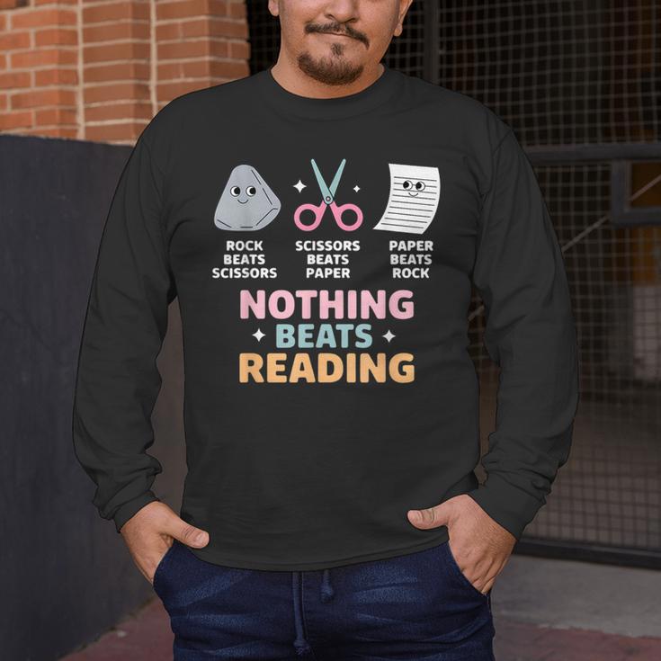 Rock Paper Scissors Teacher Librarian Nothing Beats Reading Men's Long Sleeve T-Shirt, funny design Rock Paper Scissors Teacher Librarian Nothing Beats Reading Men's Long Sleeve T-Shirt, funny design