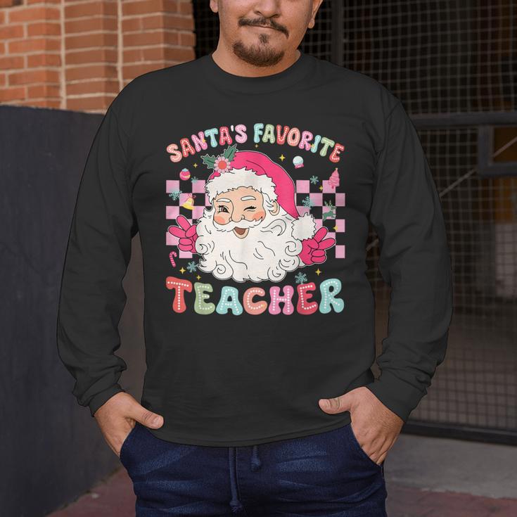 Santa Favorite Teacher Shirt Teacher Christmas Men's Long Sleeve T-Shirt, funny design Santa Favorite Teacher Shirt Teacher Christmas Men's Long Sleeve T-Shirt, funny design