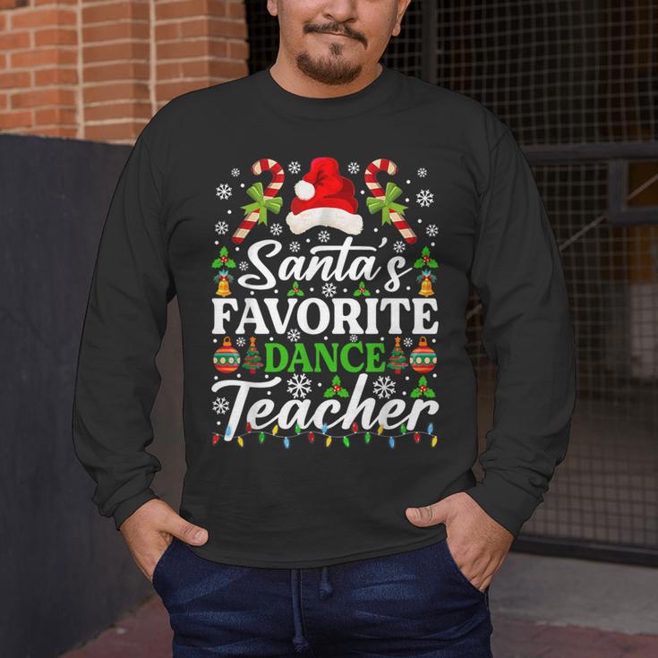 Santa's Favorite Dance Teacher Shirt Christmas Pajama Men's Long Sleeve T-Shirt, funny design