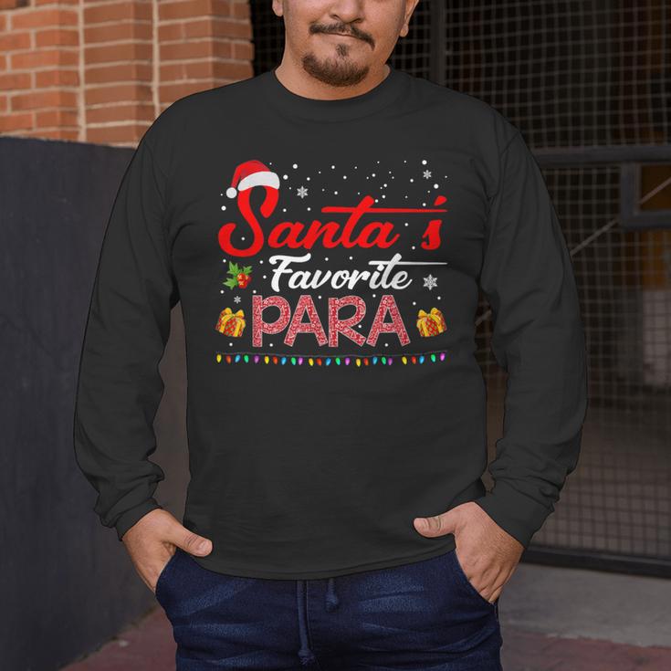 Santa's Favorite Para Christmas Paraprofessional Teacher Men's Long Sleeve T-Shirt, funny design