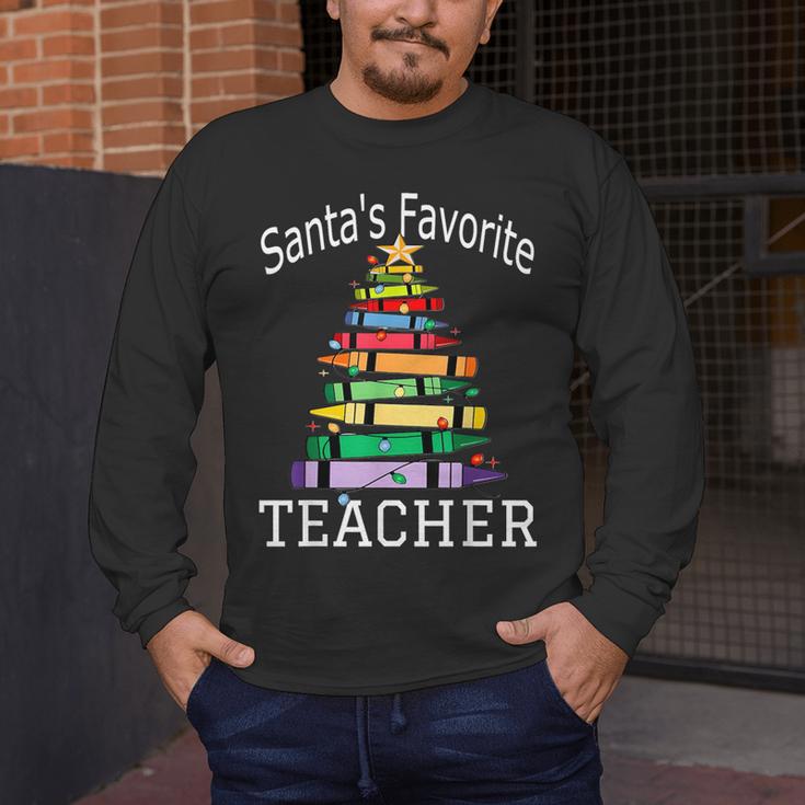 Santa's Favorite Teacher Idea For Christmas Teachers Men's Long Sleeve T-Shirt, funny design Santa's Favorite Teacher Idea For Christmas Teachers Men's Long Sleeve T-Shirt, funny design