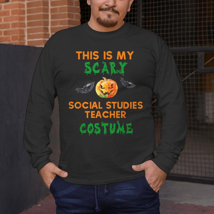 My Scary Social Studies Teacher Costume Halloween Men Women Men's Long Sleeve T-Shirt, funny design My Scary Social Studies Teacher Costume Halloween Men Women Men's Long Sleeve T-Shirt, funny design