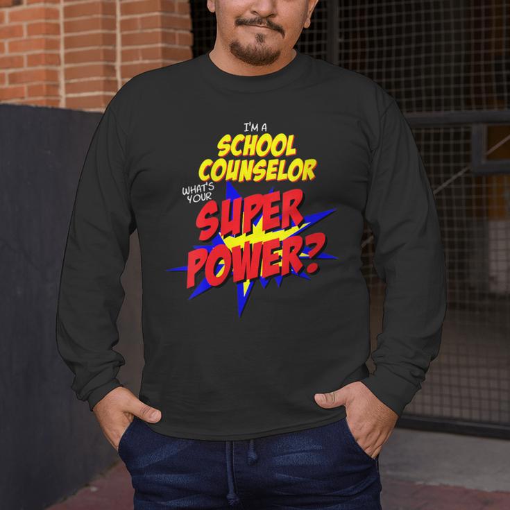 School Counselor Teacher Superhero Superpower Comic Book Men's Long Sleeve T-Shirt, funny design School Counselor Teacher Superhero Superpower Comic Book Men's Long Sleeve T-Shirt, funny design