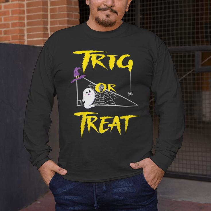 School Math Teacher Halloween 2022 Trig Or Treat Shirt Men's Long Sleeve T-Shirt, funny design School Math Teacher Halloween 2022 Trig Or Treat Shirt Men's Long Sleeve T-Shirt, funny design