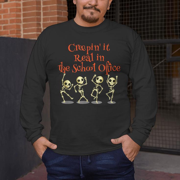 School Office Clerk Creepin' It Real HALLOWEEN Teacher Shirt Men's Long Sleeve T-Shirt, funny design