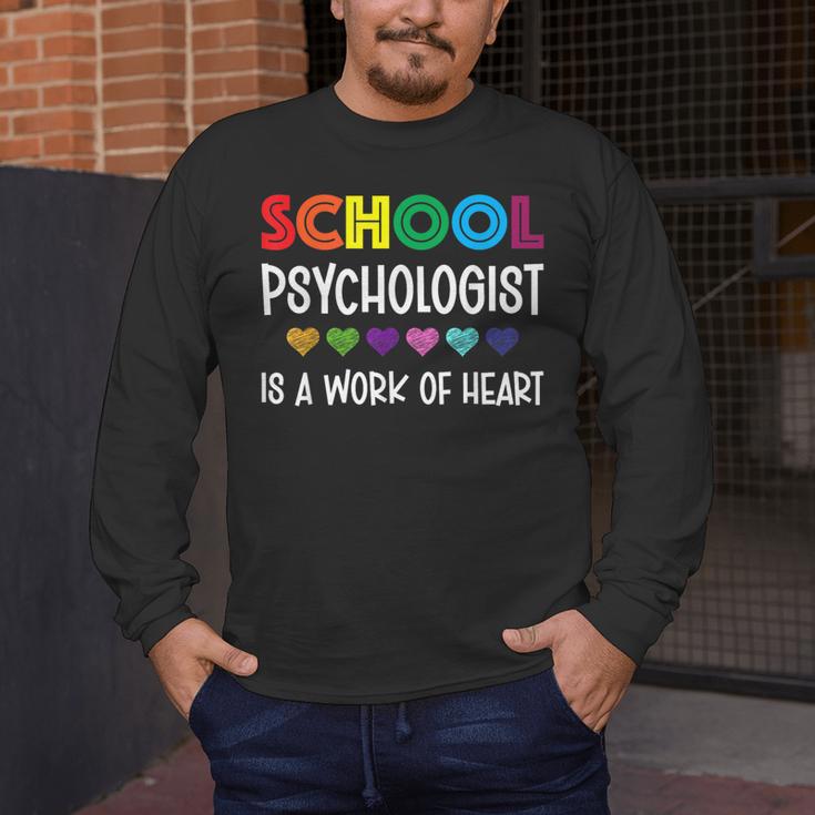School Psychologist Is a Work Of Heart Teacher LSSP Doctor Men's Long Sleeve T-Shirt, funny design