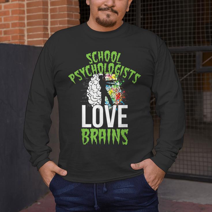 School Psychologists Love Brains Halloween Teacher Counselor Men's Long Sleeve T-Shirt, funny design School Psychologists Love Brains Halloween Teacher Counselor Men's Long Sleeve T-Shirt, funny design