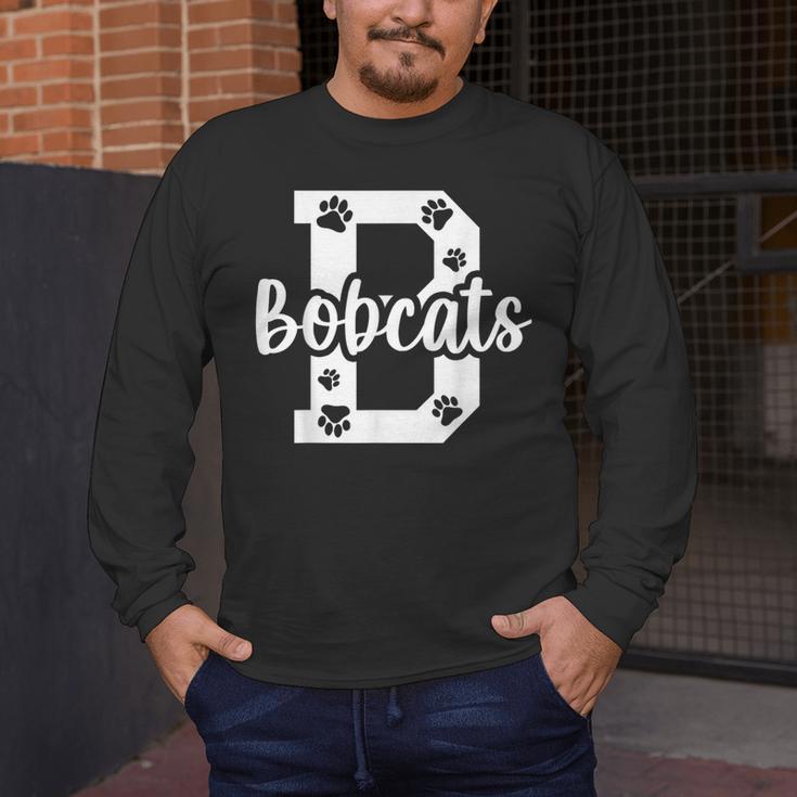 School Spirit Mascot Bobcats Back To School Teacher Student Men's Long Sleeve T-Shirt, funny design School Spirit Mascot Bobcats Back To School Teacher Student Men's Long Sleeve T-Shirt, funny design