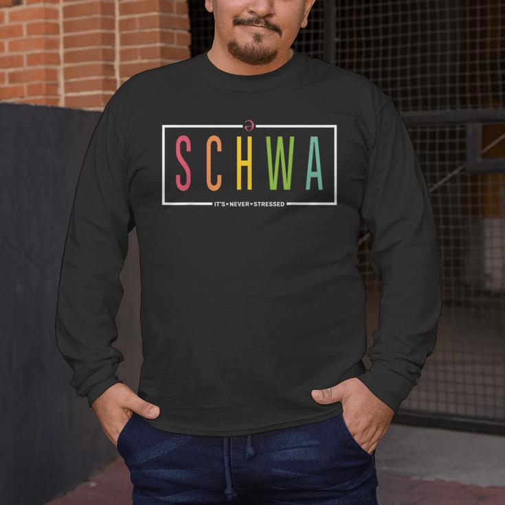 Schwa Teacher Reading Literacy For English Grammar Teachers Men's Long Sleeve T-Shirt, funny design