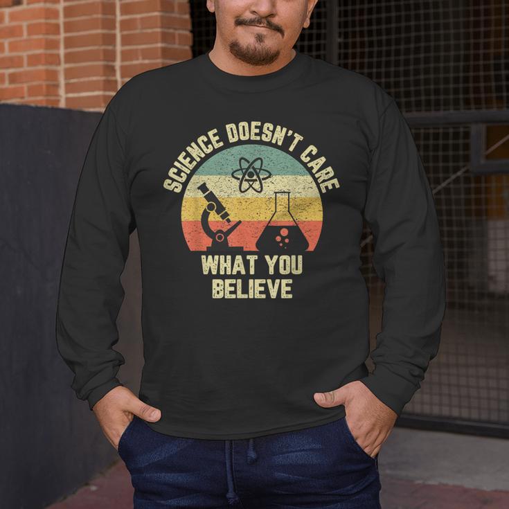 Science Doesn't Care What You Believe Science Teacher Men Women Kids Men's Long Sleeve T-Shirt, funny design Science Doesn't Care What You Believe Science Teacher Men Women Kids Men's Long Sleeve T-Shirt, funny design