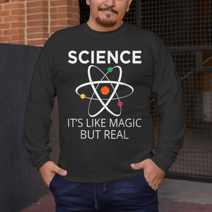 Science It's Like Magic But Real Teachers Students Scientist Men's Long Sleeve T-Shirt, funny design