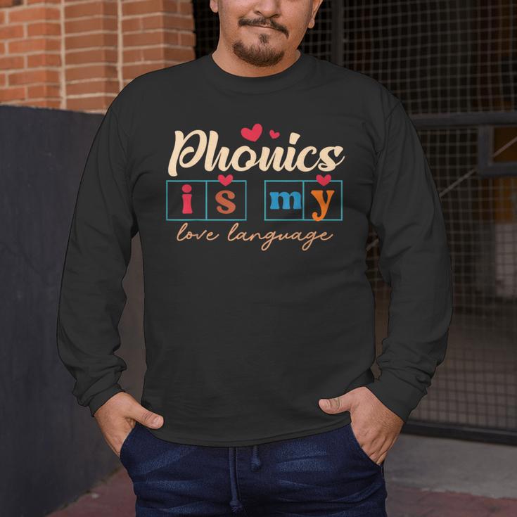 Science Of Reading Teacher Phonics Is My Love Language Men's Long Sleeve T-Shirt, funny design