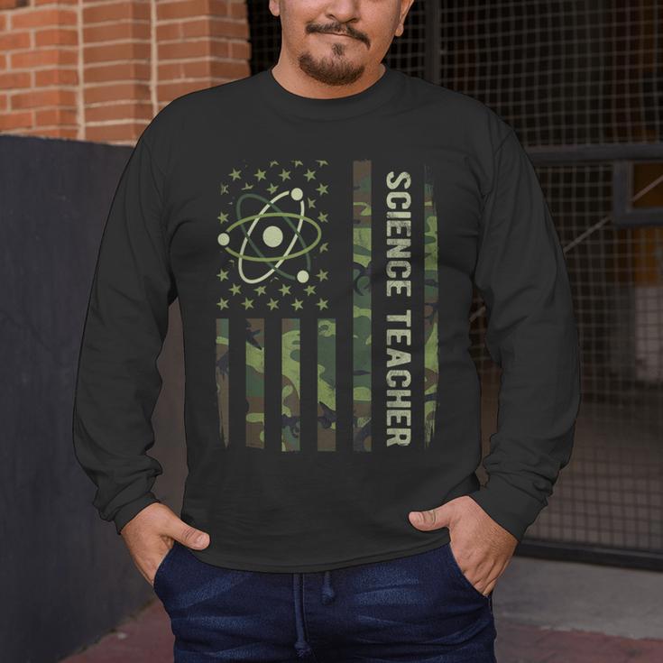 Science Teacher Camo American Flag Back To School Men's Long Sleeve T-Shirt, funny design Science Teacher Camo American Flag Back To School Men's Long Sleeve T-Shirt, funny design