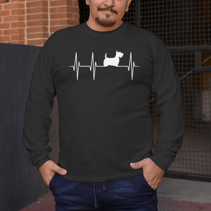 Scottish Terrier Dog Heartbeat Scottie Dog Lover T-Shirt Men's Long Sleeve T-Shirt, funny design