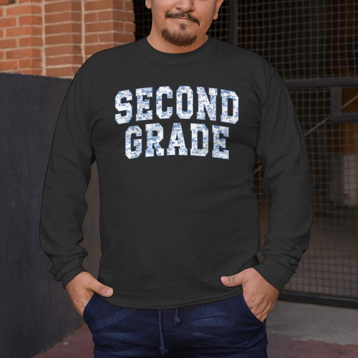 Second Grade Floral Blue Back To School 2nd Grade Teacher Men's Long Sleeve T-Shirt, funny design Second Grade Floral Blue Back To School 2nd Grade Teacher Men's Long Sleeve T-Shirt, funny design