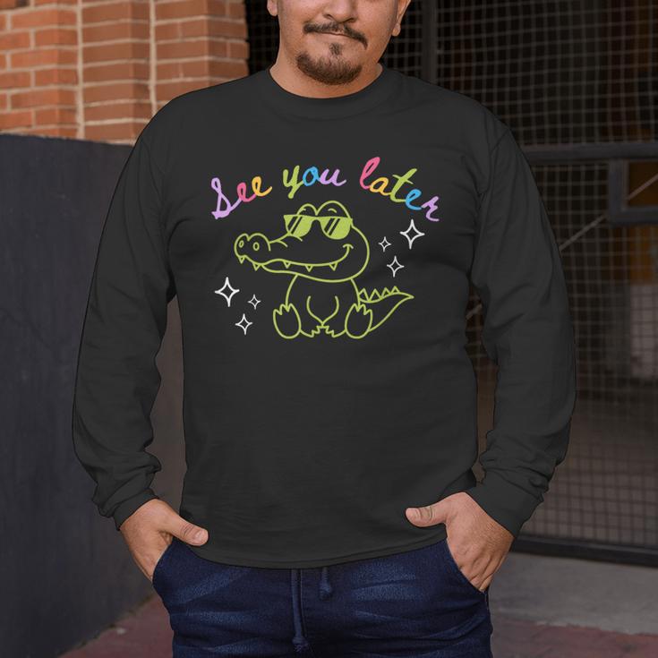 See You Later Teacher Summer Alligator Last Day Of School Men's Long Sleeve T-Shirt, funny design
