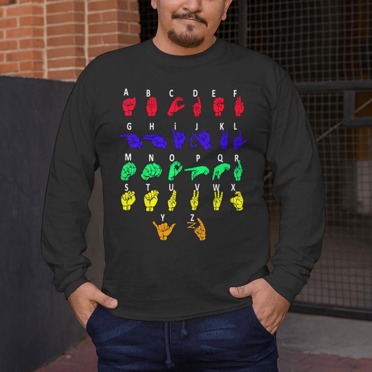 Sign Language Alphabet For ASL Interpreter Deaf Teacher Stud For Men Women Girls Kids Men's Long Sleeve T-Shirt, funny design