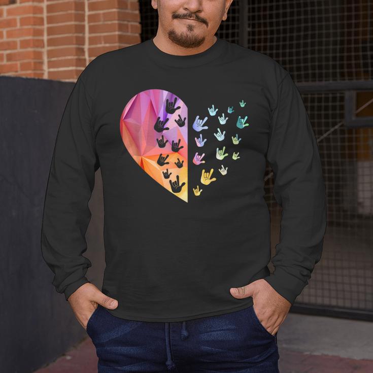 Sign Language Heart ASL For Deaf Teacher Men's Long Sleeve T-Shirt, funny design Sign Language Heart ASL For Deaf Teacher Men's Long Sleeve T-Shirt, funny design