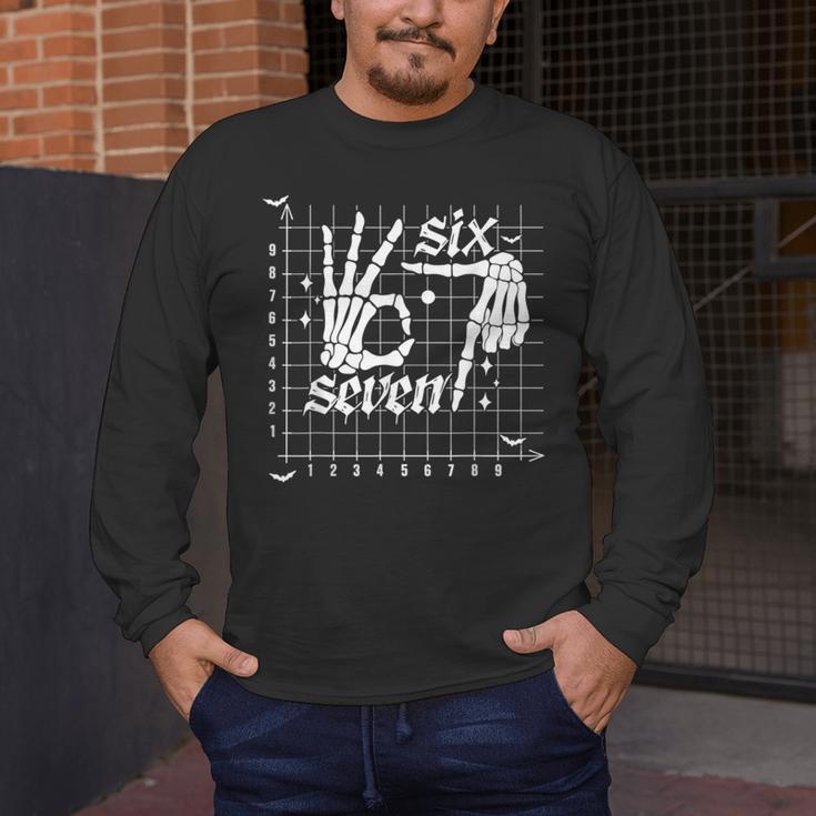 Six Seven Coordinate 67 Skeleton Math Teacher 67 Men's Long Sleeve T-Shirt, funny design Six Seven Coordinate 67 Skeleton Math Teacher 67 Men's Long Sleeve T-Shirt, funny design