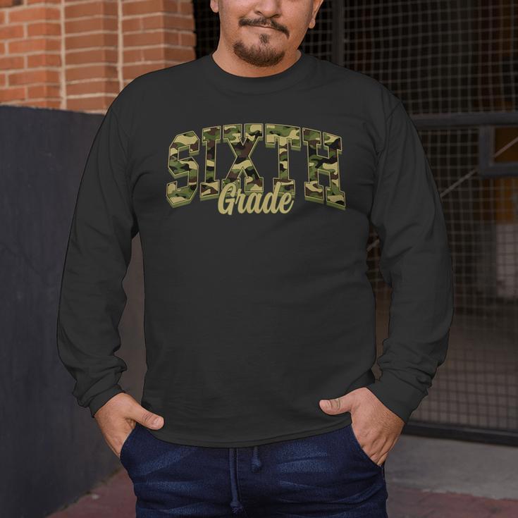 Sixth Grade Teacher Student Camouflage Back To School Men's Long Sleeve T-Shirt, funny design