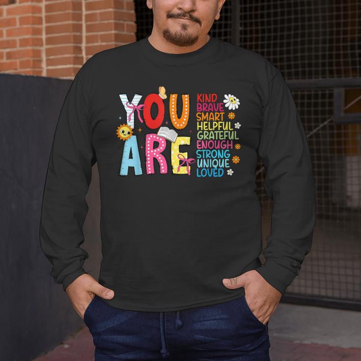You Are Smart Brave Strong Kind Loved Motivation Teacher Kid Men's Long Sleeve T-Shirt, funny design