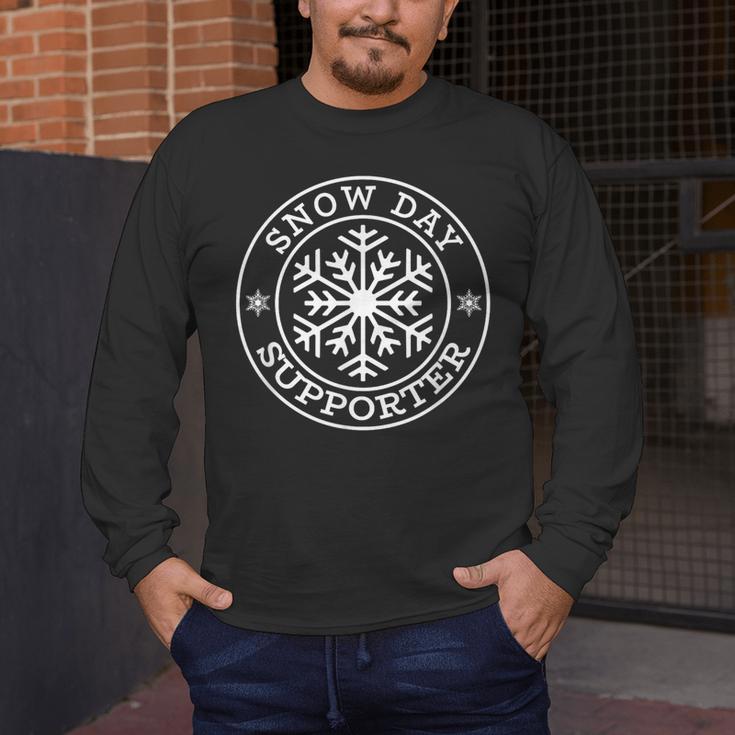 Snow Day Supporter Teacher Student Winter Snowflake Men's Long Sleeve T-Shirt, funny design