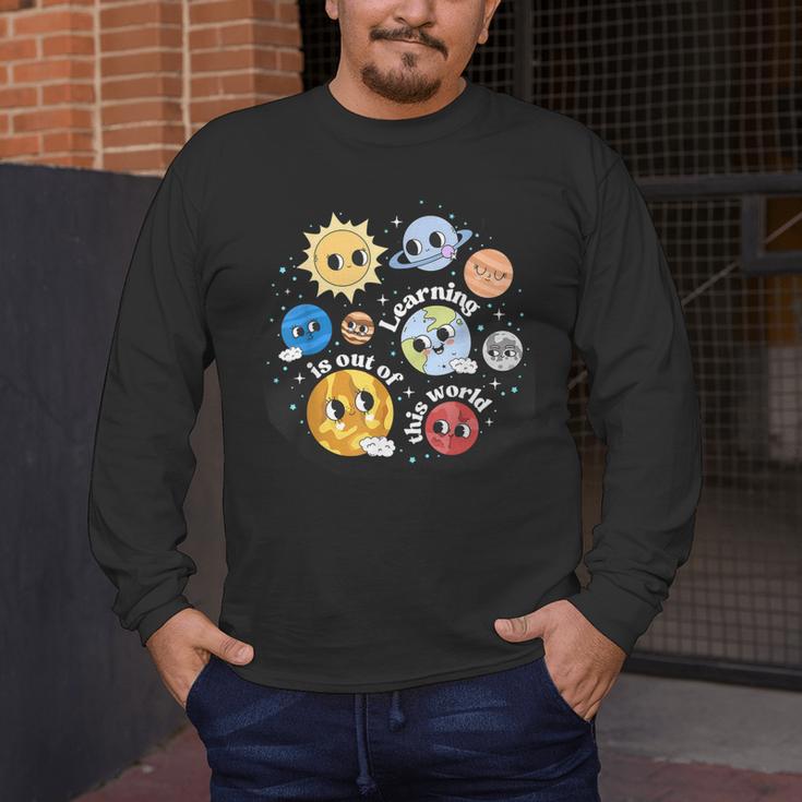 Solar System Learning Is Out Of This World Science Teacher Men's Long Sleeve T-Shirt, funny design