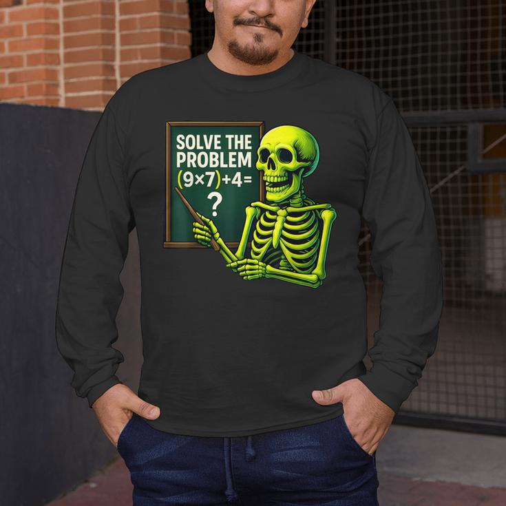 Solve The Problem Skeleton Teacher Halloween Math Six Seven Men's Long Sleeve T-Shirt, funny design Solve The Problem Skeleton Teacher Halloween Math Six Seven Men's Long Sleeve T-Shirt, funny design
