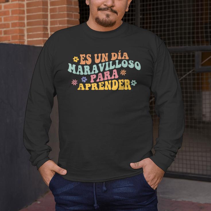 Spanish Teacher Dual Language Bilingual Teacher Cute Preppy Men's Long Sleeve T-Shirt, funny design