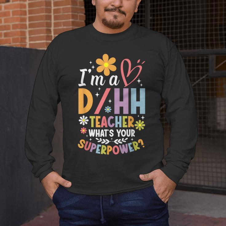 Special Education ASL Teacher Superpower DHH Teacher Men's Long Sleeve T-Shirt, funny design Special Education ASL Teacher Superpower DHH Teacher Men's Long Sleeve T-Shirt, funny design