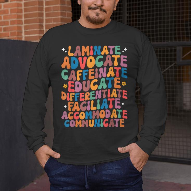 Sped Caffeinate Advocate Laminate Educate Teacher Men Women Kids Men's Long Sleeve T-Shirt, funny design Sped Caffeinate Advocate Laminate Educate Teacher Men Women Kids Men's Long Sleeve T-Shirt, funny design